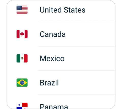 Feima connect step 2, choose VPN server location